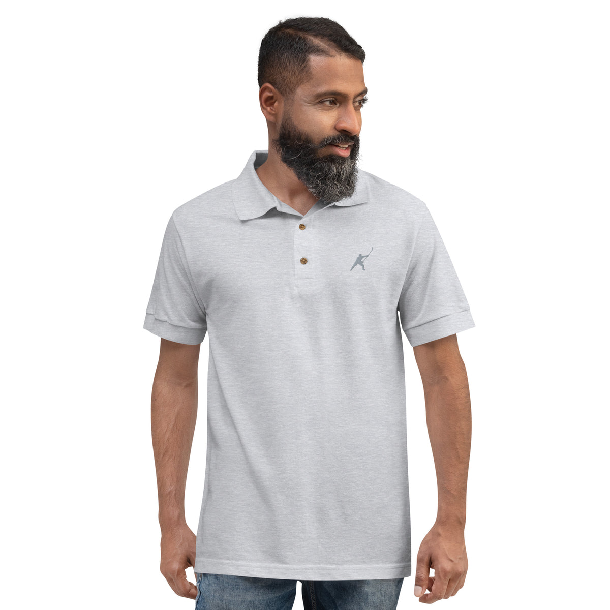 MY SPORT HOCKEY™ EMBROIDERED GREY POLO SHIRT