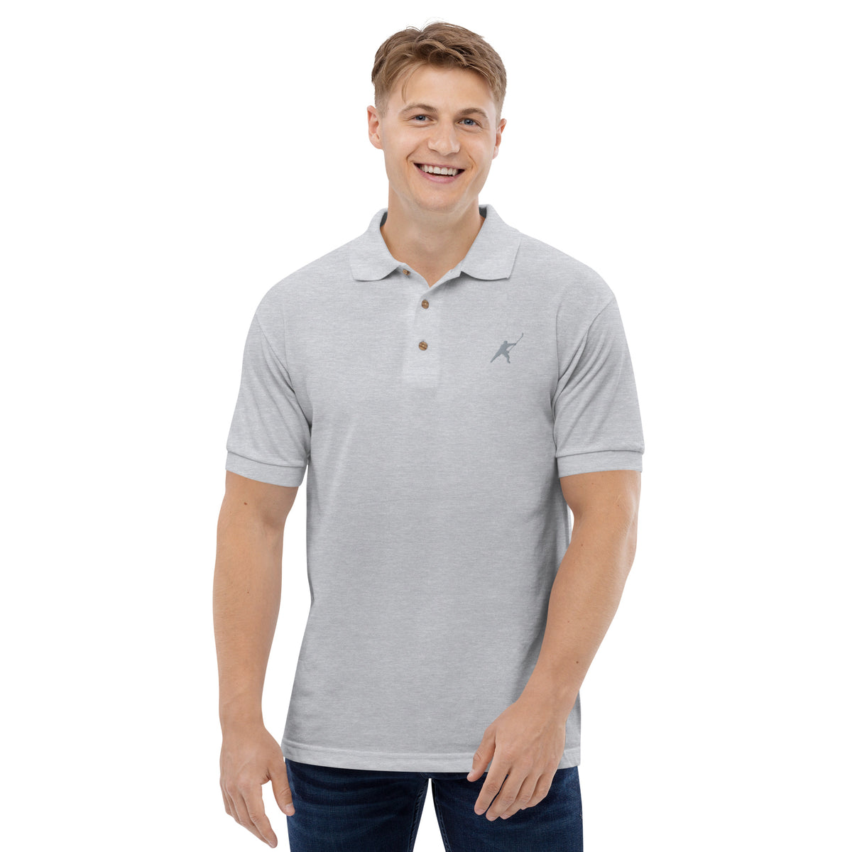 MY SPORT HOCKEY™ EMBROIDERED GREY POLO SHIRT