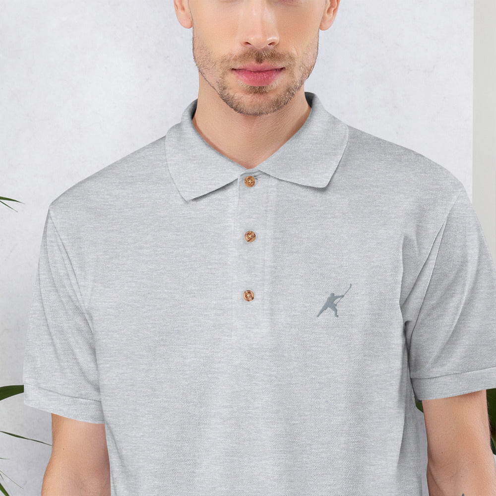 MY SPORT HOCKEY™ EMBROIDERED GREY POLO SHIRT