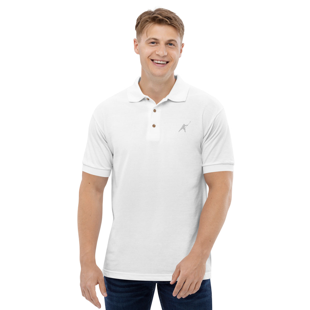 MY SPORT HOCKEY™ EMBROIDERED WHITE POLO SHIRT