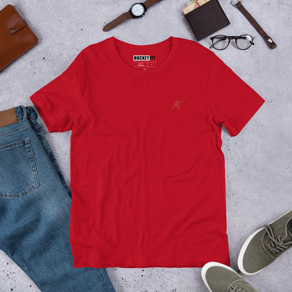 HOCKEYFIT™ EMBROIDERED RED T-SHIRT