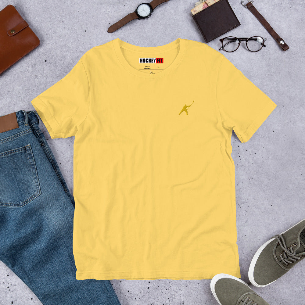 HOCKEYFIT™ EMBROIDERED YELLOW T-SHIRT