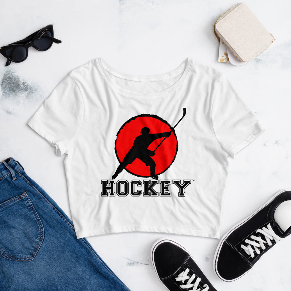 MY SPORT HOCKEY™ RED SETTING SUN CROP TOP TEE